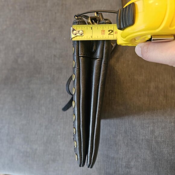 Lucky Brand Black Leather Studded Crossbody Bag with Adjustable Removable Strap - Picture 14 of 15